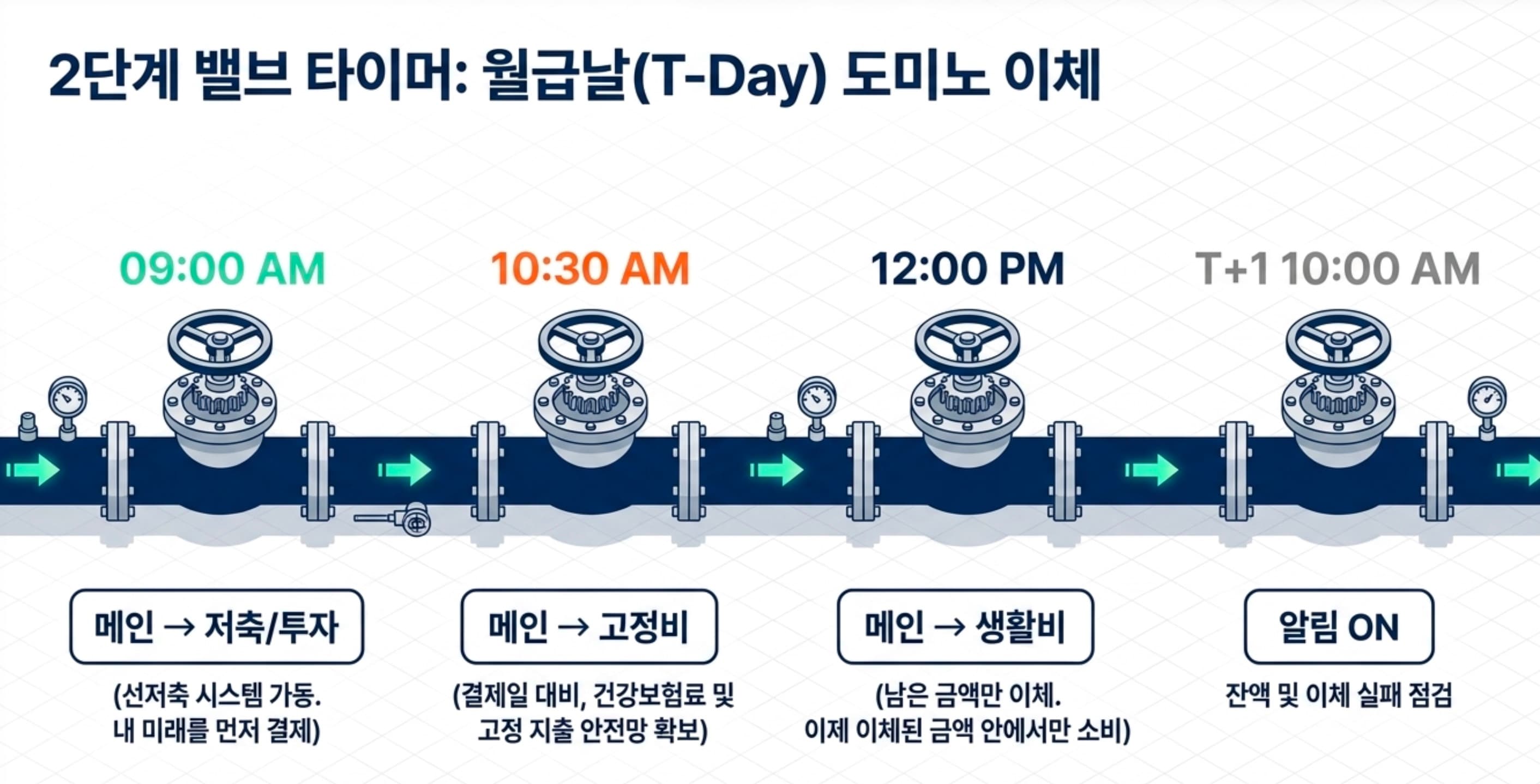 월급날 T-Day 도미노 자동이체 타이머 설계도