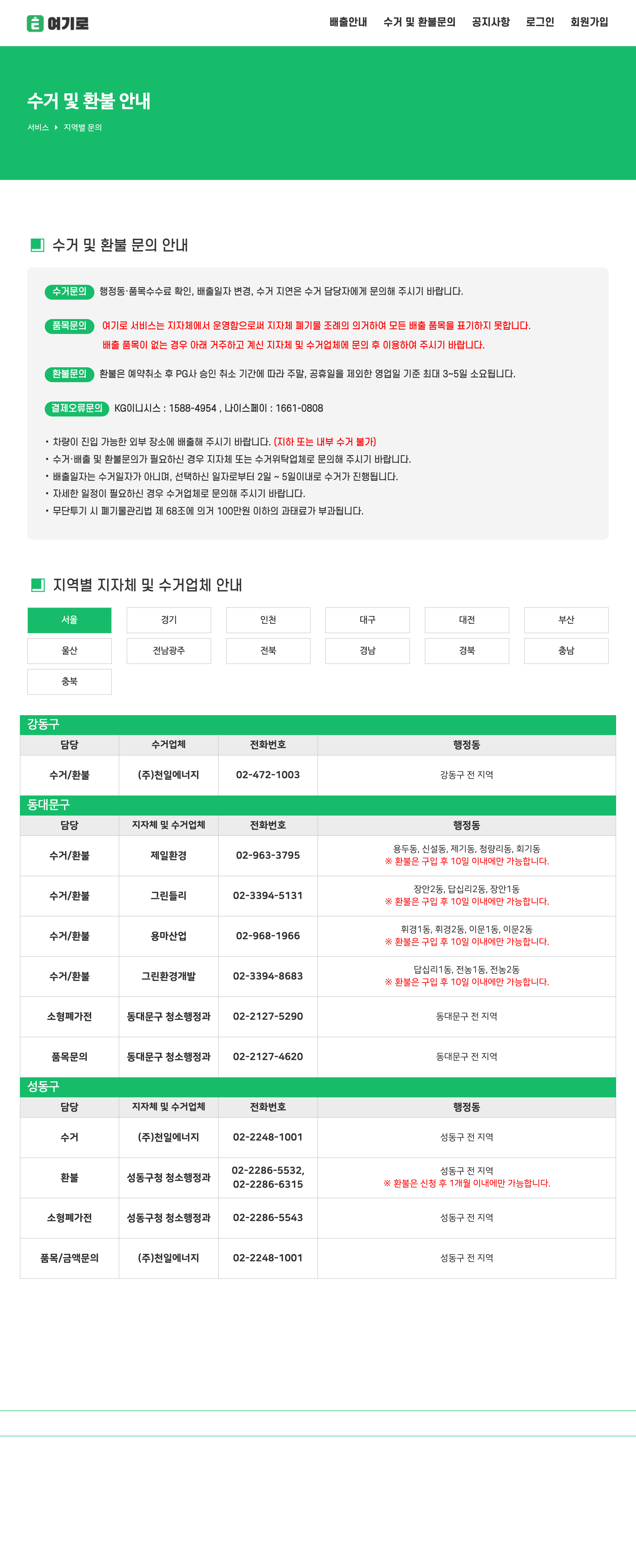 yeogiro call list
