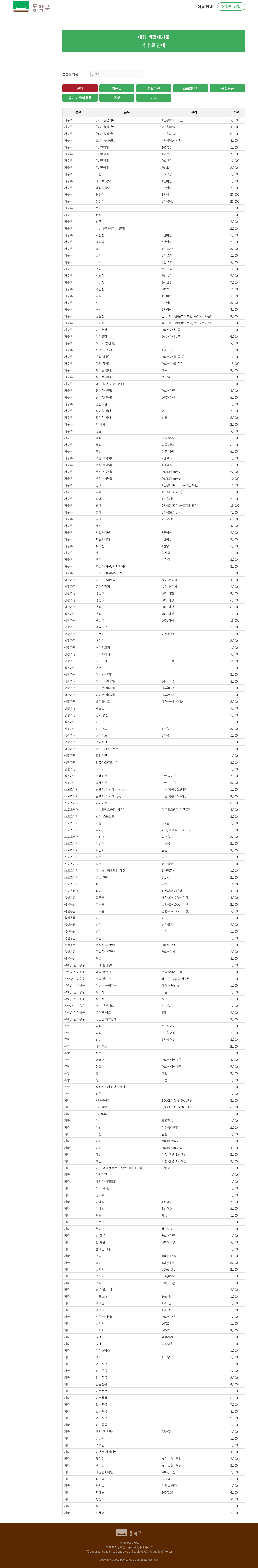 동작구청 수수료안내